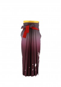 卒業式袴単品レンタル[刺繍]濃グレー×濃い赤紫ぼかしに桜刺繍[身長146-150cm]No.563